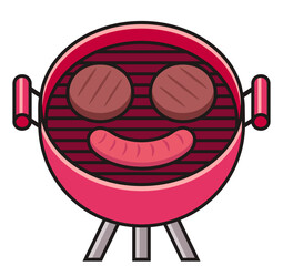 Smiling food on barbecue grill illustration