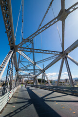 estrutura geométrica de aço  criados pela   ponte Hercílio Luz da cidade de Florianópolis estado de Santa Catarina Brasil  florianopolis