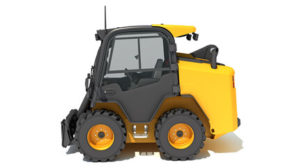 Mini Tracked Skid Loader Construction machinery 3D rendering on white background