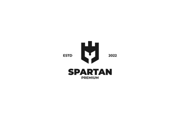 Flat spartan castle logo design vector illustration idea