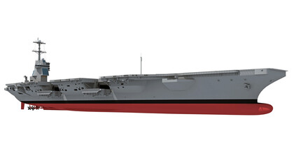 Aircraft Carrier military vessel 3D rendering on white background