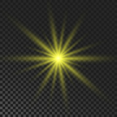 Yellow glowing sparkling star