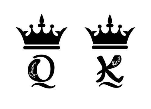 Premium Vector  King queen crown black tattoo calligraphy sign.k