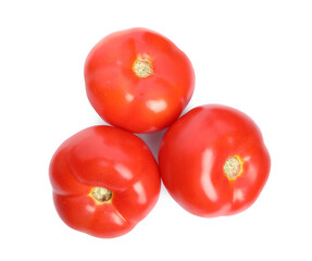 Fresh ripe red tomatoes on white background, top view