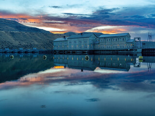 Swan Falls Dam on the Snake River with beautiful sunset