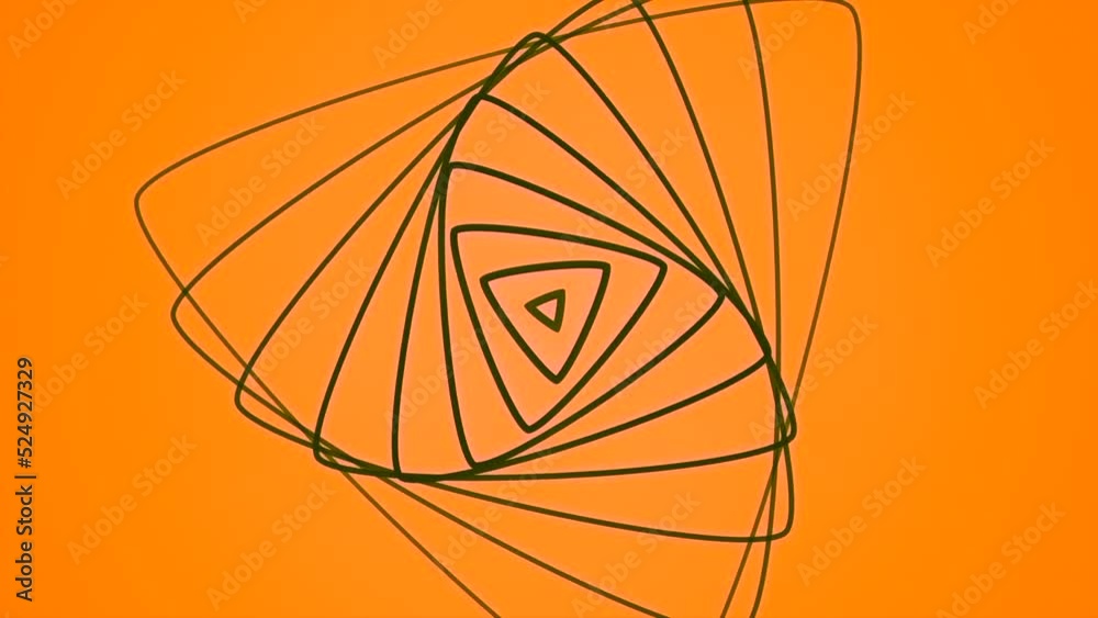 Wall mural animation with rotating triangles in spiral. motion. beautiful geometric spiral of triangles on colo
