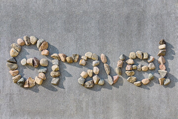 Text of inscription the gravel is lined with rubble on slate slab.