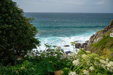 Storm in Atlantic ocean bay in Bakio, small touristic village near Bilbao, Basque Country, Spain