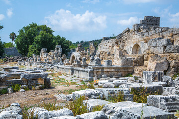 Fototapeta premium Perge. Ancient romans City Wall from the Hellenistic age. Greek colony from 7th century BC, conquered by Persians and Alexander the Great in 334 BC.