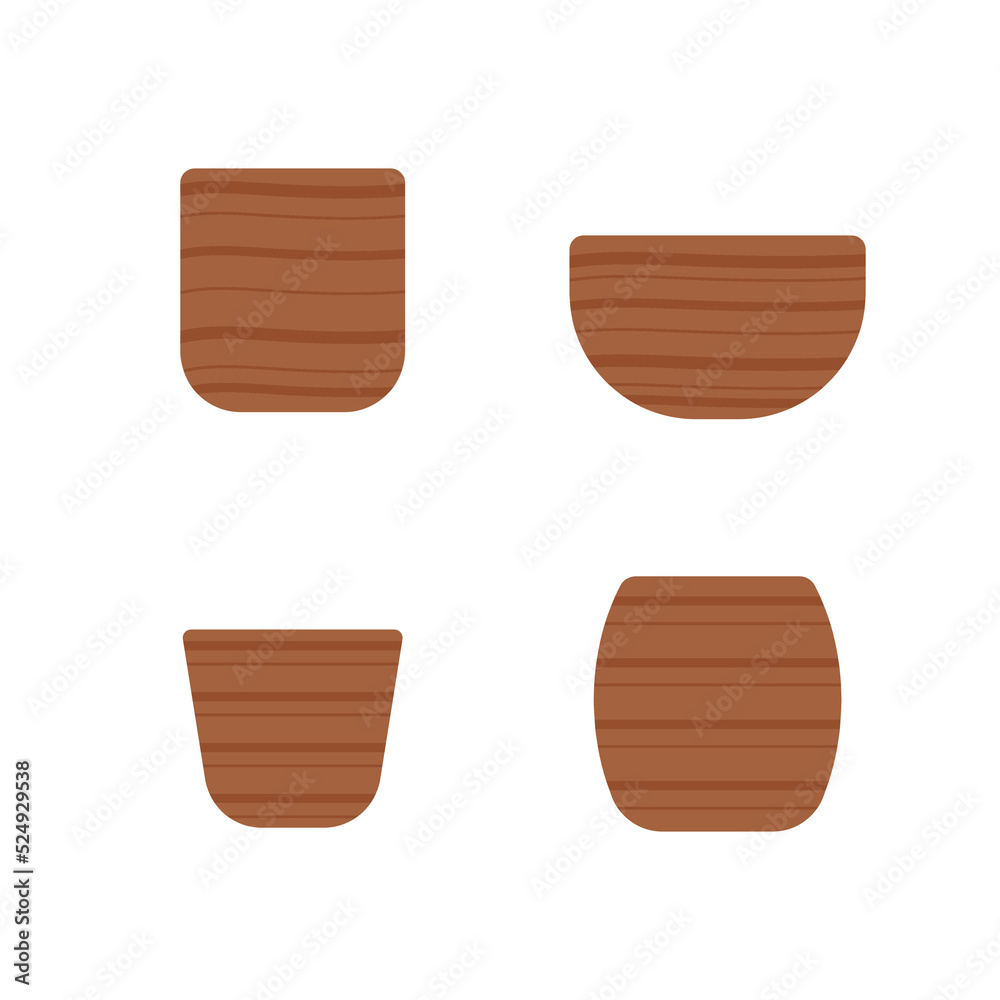 Wall mural Wood bowl vector. Wood bowl on white background.