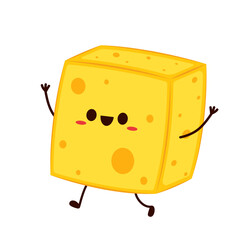 Cheese character design. Cheese on white background. symbol. mascot.