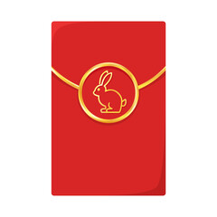 Chinese reward. Red paper pack. Envelope vector. Happy Chinese new year. Happy chinese new year greeting card 2023 little rabbit bunny year of the rabbit zodiac.