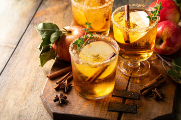 Apple cider margarita with brown sugar rim and cinnamon stick
