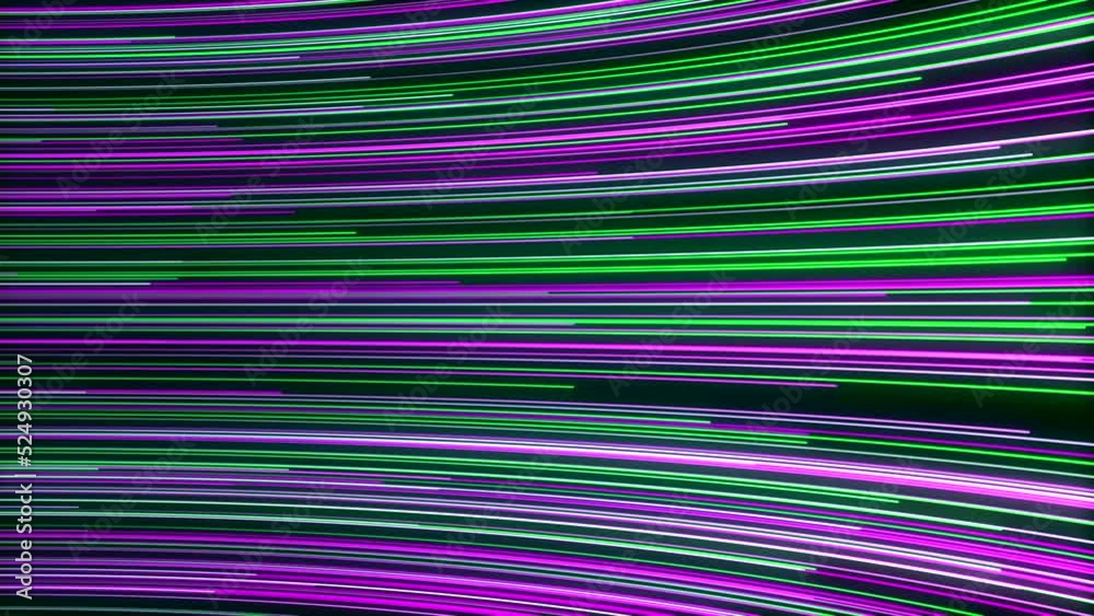 Poster background of stream of bright lines with radiance. motion. bright lines move in curved stream. movi