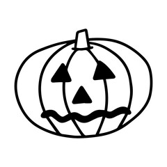 Vector Halloween pumpkin doodle clip art. Doodle Halloween scary pumpkin sketch style isolated.