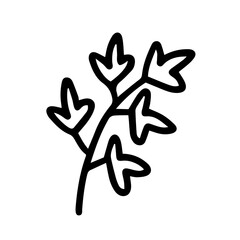 Vector pumpkin plant with leaves isolated. Doodle branch with leaves isolated