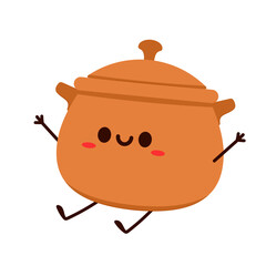 Earthen pot cartoon vector. Earthen pot for cooking. Pot character design.