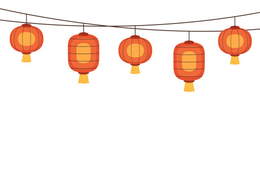 Chinese new year poster. wallpaper. free space for text. Chinese lamp vector. Chinese frame.