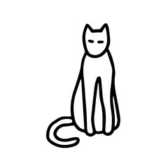 Vector doodle sitting cat illustration. Hand drawn cat sitting isolated