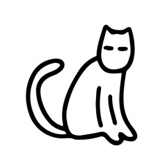 Vector doodle sitting cat illustration. Hand drawn cat sitting isolated
