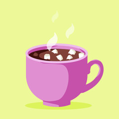 Cacao with marshmellow. Cup of cacoa. Hot drink.