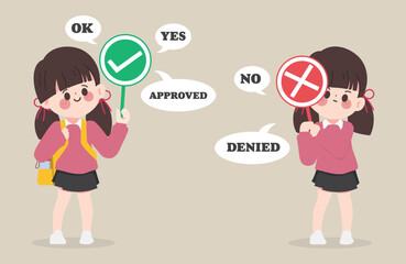 Cartoon hand drawn character girl student. Character vector student back to school design.