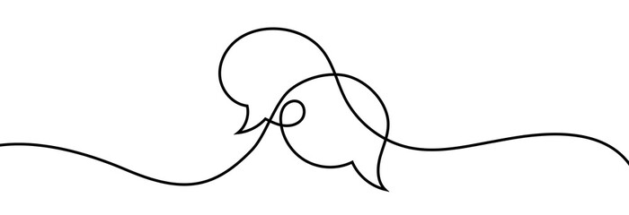 hand drawn illustration of speech communication with one line.Line art.