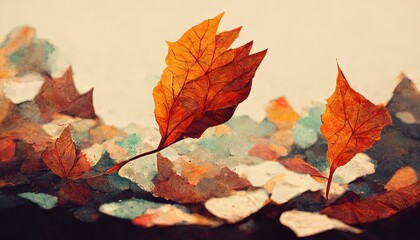 Autumn leaf pattern of fallen leaves. Background illustration.