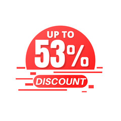 53% percent off sale. Price sign. Special offer symbol. badge tag vector illustration. Perfect design for store and sale banners up to Fifty-three 