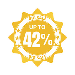 42% big sale discount all styles of sale in stores and online, special offer, voucher number tag vector illustration. Forty-two