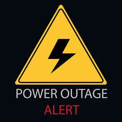 power outage alert  blackout sign yellow triangle lightning electricity