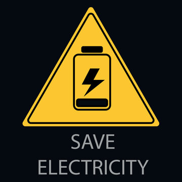 power outage blackout save electricity sign yellow triangle battery electricity