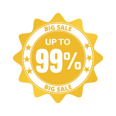 99% big sale discount all styles of sale in stores and online, special offer, voucher number tag vector illustration. Ninety-nine