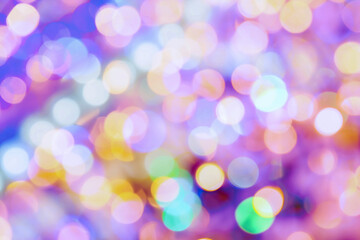 festive colorful background with bright defocused lights, for postcard design or printing