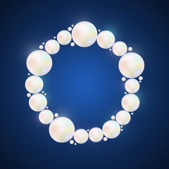 Pearl frame on a blue background