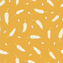 Wheat ears and grains seamless pattern