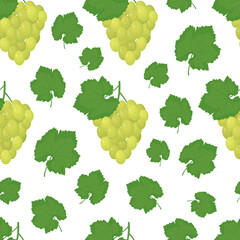 White grapes and leaves seamless pattern