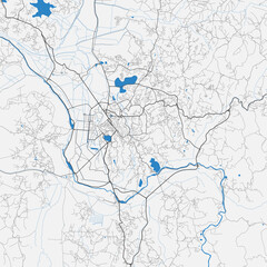 Antananarivo vector map. Detailed map of Antananarivo city administrative area. Cityscape panorama illustration. Road map with highways, streets, rivers.