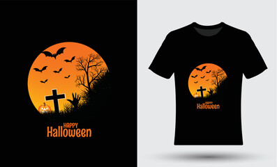 Halloween day t shirt or pumpkin moon background design 07