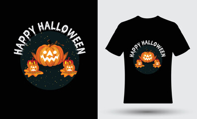 Realistic Halloween Pumpkin t-shirt design template 11 