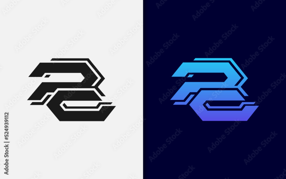 Poster abstract initial letter p and c logo design with modern style concept. monogram vector logo illustra