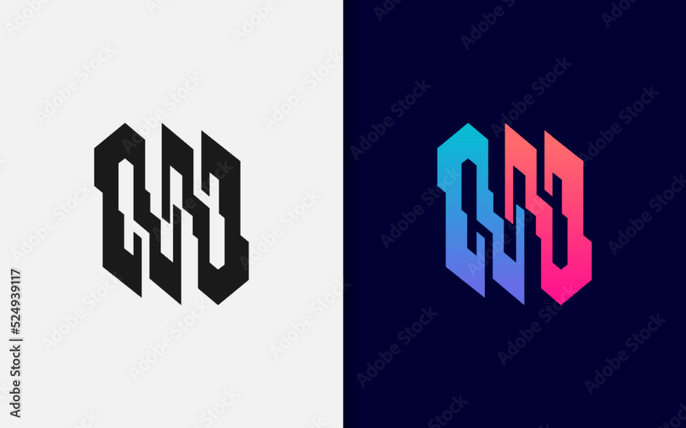Poster abstract initial letter m logo design with modern style concept. monogram vector logo illustration.