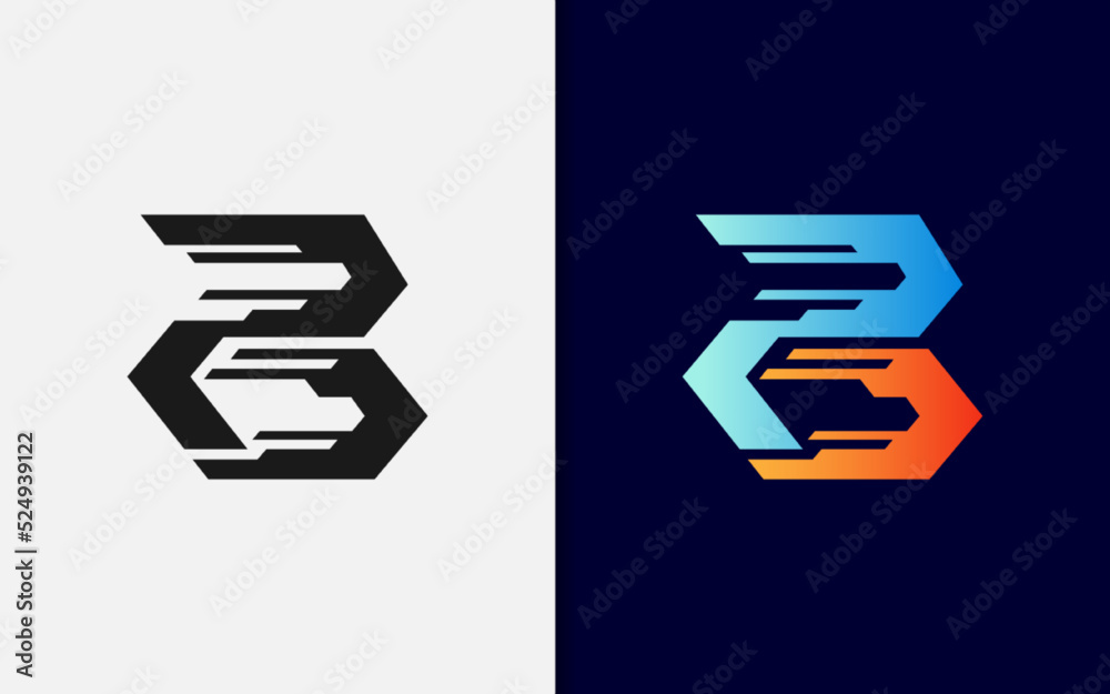 Poster abstract initial letter b logo design with modern style concept. monogram vector logo illustration.