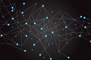 Network abstract connection isolated on black background. Network technology background with dots and lines. Ai background. Modern abstract concept. Ai background vector, network technology