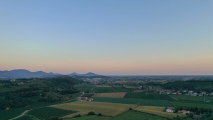 aerial photo sunset with mountain  drone 2