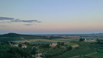 aerial photo sunset with mountain landscape drone 1