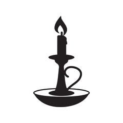 Christmas candle light stand icon | Black Vector illustration |