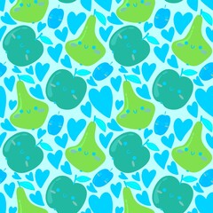 Obraz premium Autumn cartoon fruit seamless pattern for kids clothes print and accessories and wrapping and fabrics and kitchen
