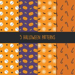 set of five halloween patterns