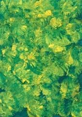 abstract acrylic background, abstract drawing, green and yellow colors.